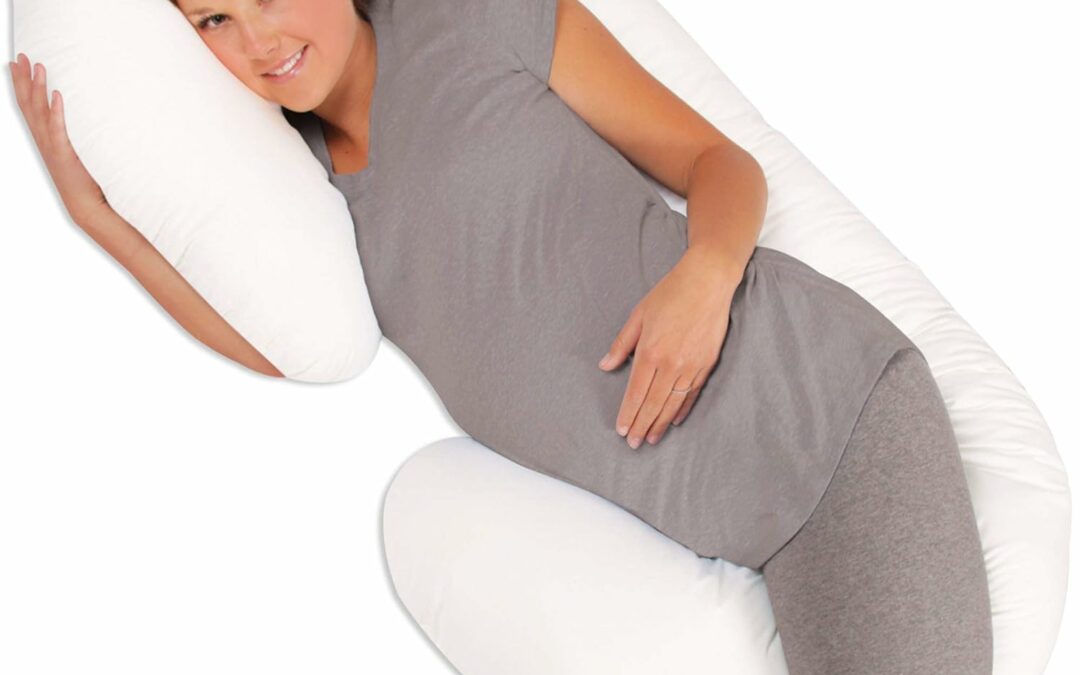 Leachco Snoogle Chic Supreme Pregnancy/Maternity Pillow with 100% Sateen Cotton Cover in Soothing White, 1 Count (Pack of 1)