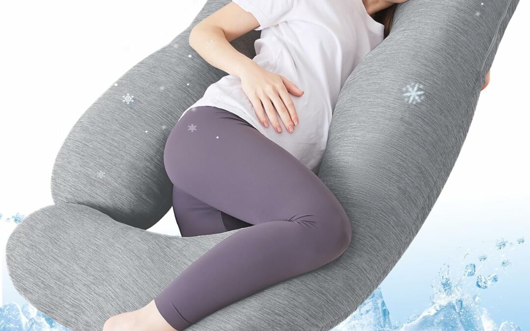 Sasttie Pregnancy Pillow Cooling, Pregnancy Pillow for Sleeping, Cooling Maternity Pillows for Pregnant Women, Pregnancy Must Haves U-Shaped Full Body Pillow with Cooling Cover, Grey