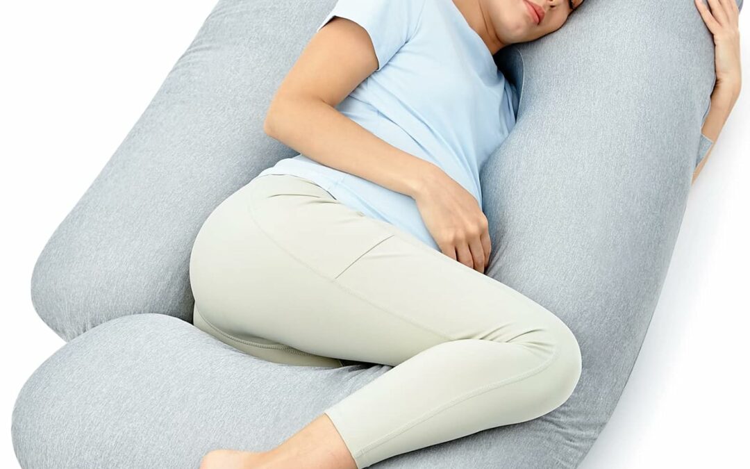 Momcozy Pregnancy Pillows with Cooling Cover, U-Shaped Full Body Maternity Pillow for Side Sleepers 57 Inch – Support for Back, Hip, Belly, Legs for Pregnant Women