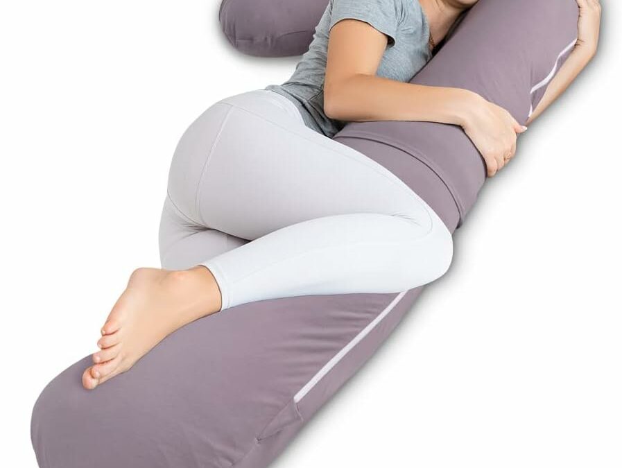 INSEN Pregnancy Pillows, L Shaped Full Body Pillow for Sleeping Support, 57 Inch Maternity Pillow for Pregnant Women with Removable Cotton Cover, Purple