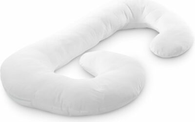 Cheer Collection J Shaped Body Pillow – Down Alternative Full Body Pillow for Side Sleeper, Pregnancy, Neck and Shoulder Support – Zippered Cover