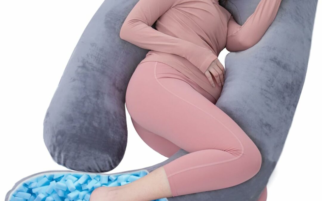 AS AWESLING Shredded Memory Foam Body Pillow, Pregnancy Pillows for Sleeping, Maternity Pillow for Pregnant Women, Memory Foam Filling U Shaped Body Pillow with Velvet Cover