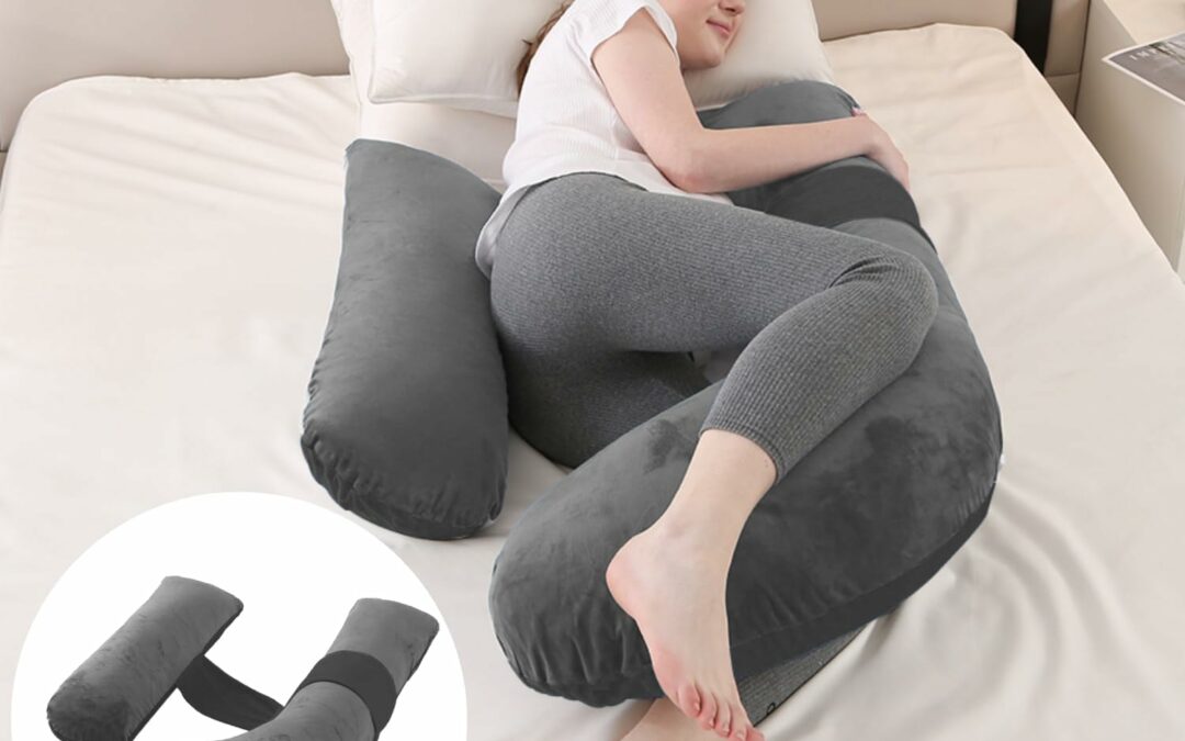 Pregnancy Pillows, Full Body Pillow for Maternity with Detachable & Adjustable Pillow Cover, Support for Back, Legs, Belly, HIPS and Pregnancy Must Haves,Grey