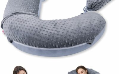 Meiz Pregnancy Pillows, Detachable Pregnancy Pillows for Sleeping, with Pregnancy Wedge Pillows for More Support, with Adjustable Straps & Cooling Jersey & Velvet Cover, Grey & Blue