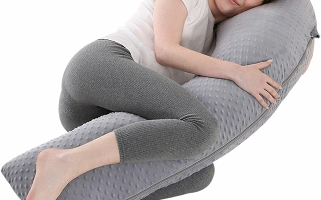 Pregnancy Pillows for Sleeping, J Shaped 51.18‘’ Full Body Pillow for Pregnancy Women,Soft Pregnancy Pillow with Jersey Cover for Head Neck Belly Support (Gray)