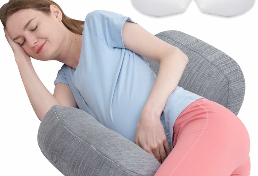 AS AWESLING Pregnancy Pillows for Sleeping, Pregnancy Must Haves Wedge Soft Pregnancy Body Pillow with Hollow Cotton Filling, Side Sleeper Pregnancy Pillow with Removable Cover