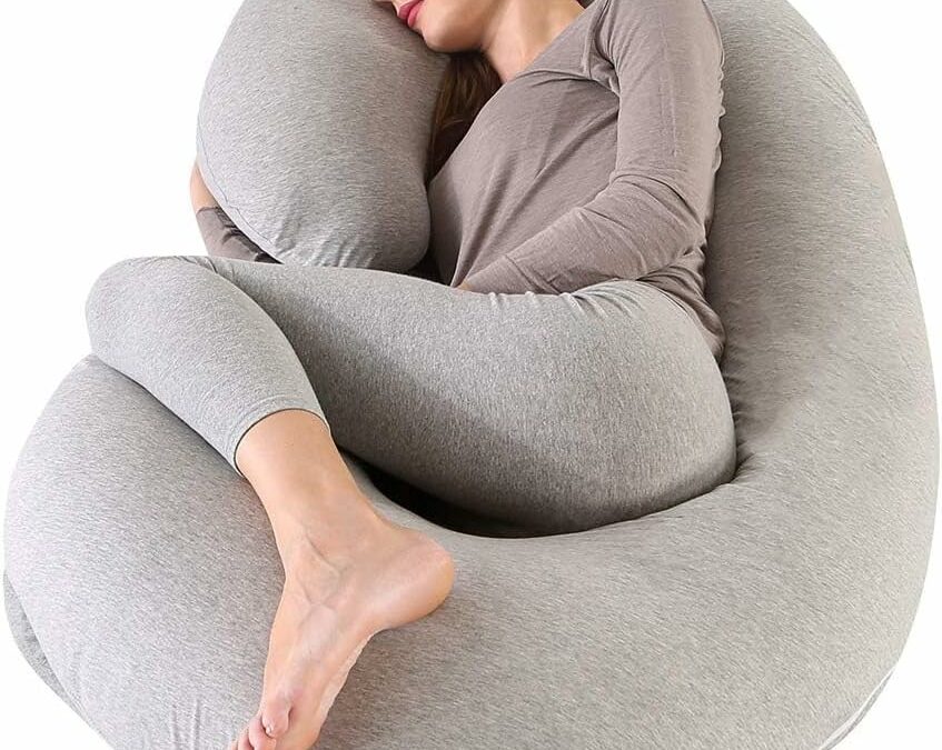 yoyomax Pregnancy Pillows, C Shaped Full Body Maternity Pillow Memory Foam Pregnancy Pillow with Removable Jersey Cover, 52 Inch Pregnancy Pillows for Sleeping-Grey