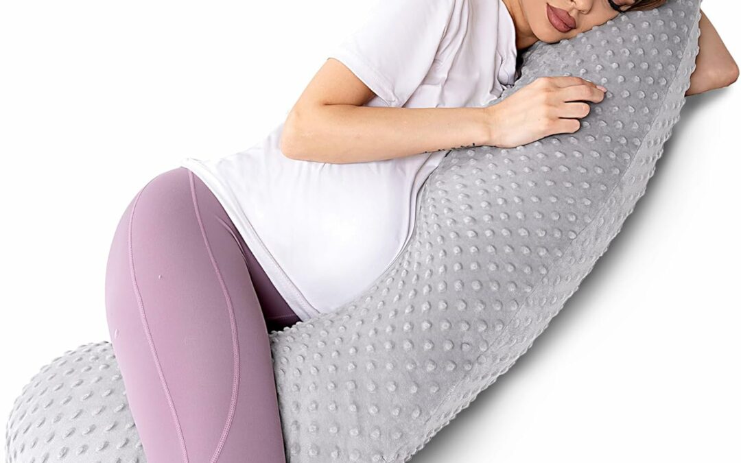 Lightweight Pregnancy Pillow Soft Maternity Full Body Pillow, Long J-Shaped Pillow for Sleeping on The Side, Breathable Bean-Shaped Cover