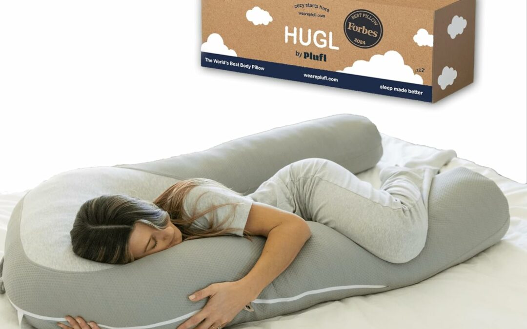 Plufl Hugl Standard Size Cooling Body Pillow for Adults U Shaped Maternity Pillow Great for Side Sleepers & Pregnant Women | Washable Cover | Grey