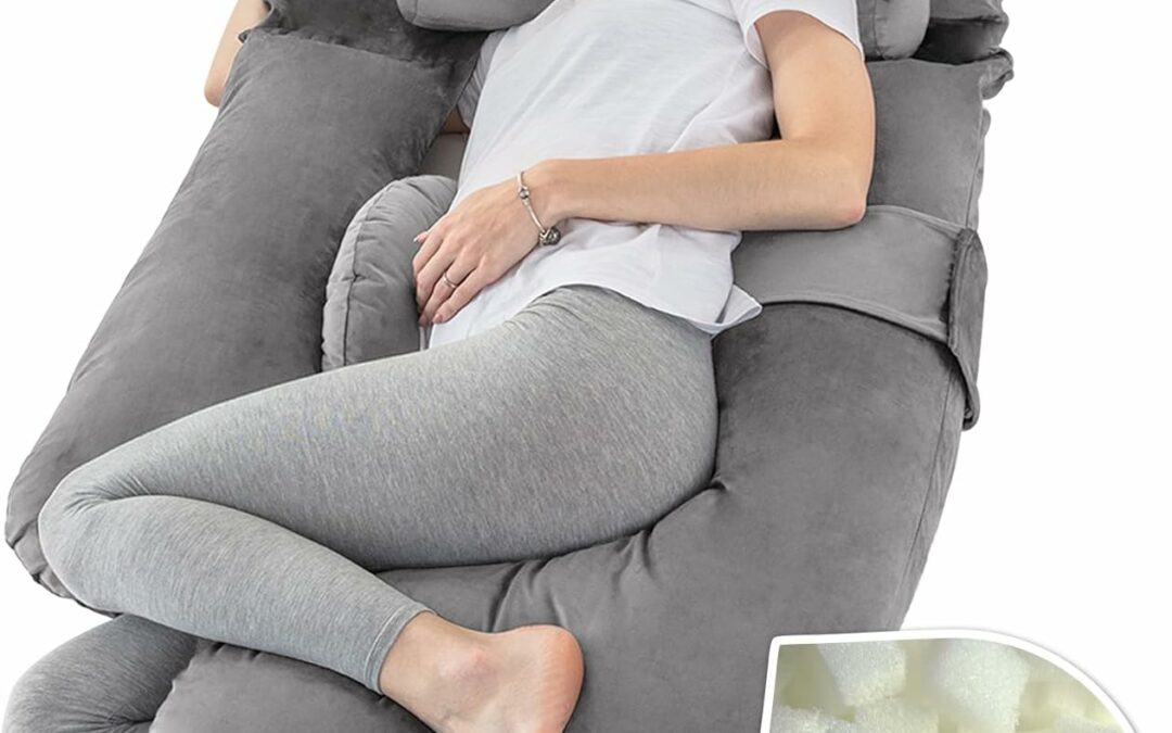 Pregnancy Pillow Full Body Maternity Pillow, Memory Foam Filling Pregnancy Body Pillows with Removable Velvet Cover(Grey,54Inch)