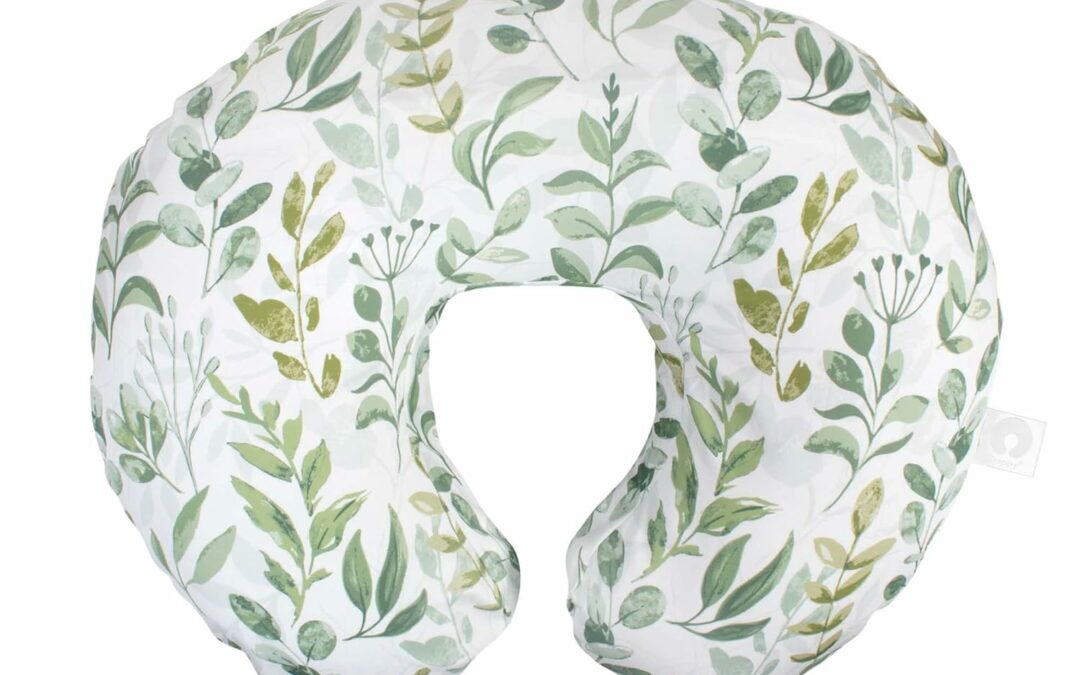 Boppy Nursing Pillow Original Support, Green Foliage, Ergonomic Nursing Essentials for Bottle and Breastfeeding, Firm Fiber Fill, with Removable Nursing Pillow Cover, Machine Washable