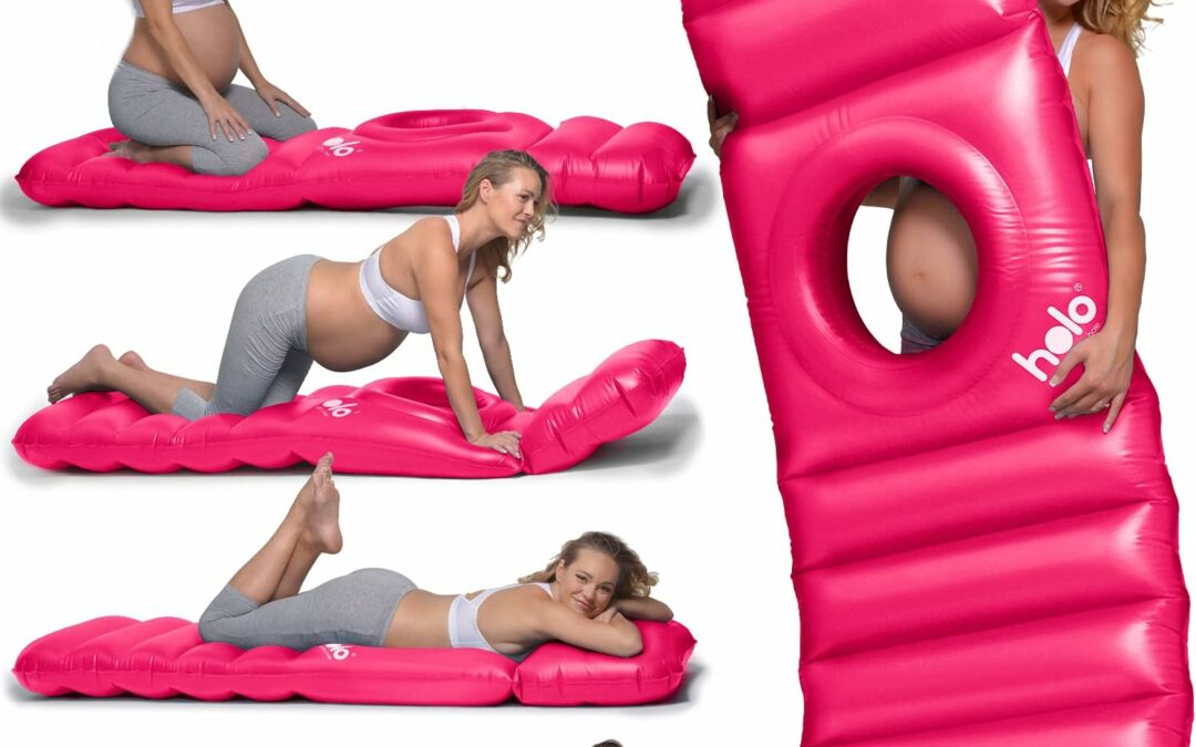 HOLO The Original Inflatable Pregnancy Pillow – Full Body Maternity Airbed/Float with Hole for Tummy – for Ultimate Sleeping Support & Comfort – Say Goodbye to Pregnancy Related Aches and Pains (Pink)