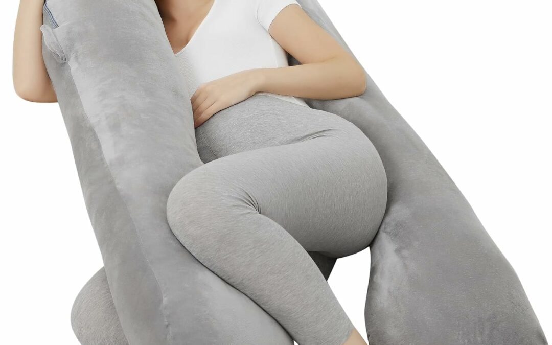 Pregnancy Pillows for Sleeping, U Shaped Full Body Pillow – Pregnancy Must Haves Maternity Pillow with Removable Velvet Cover, 55inch, Gray