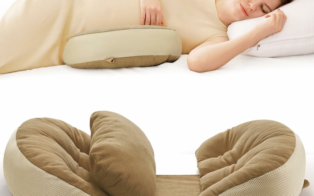 Pregnancy Pillow: Small Maternity/Pregnancy Body Pillow Support for Back, Legs, Belly, HIPS of Pregnant Women- Super Supportive Filling- Portable Pillow Pregnancy for Travel- Maternity Gift, Khaki